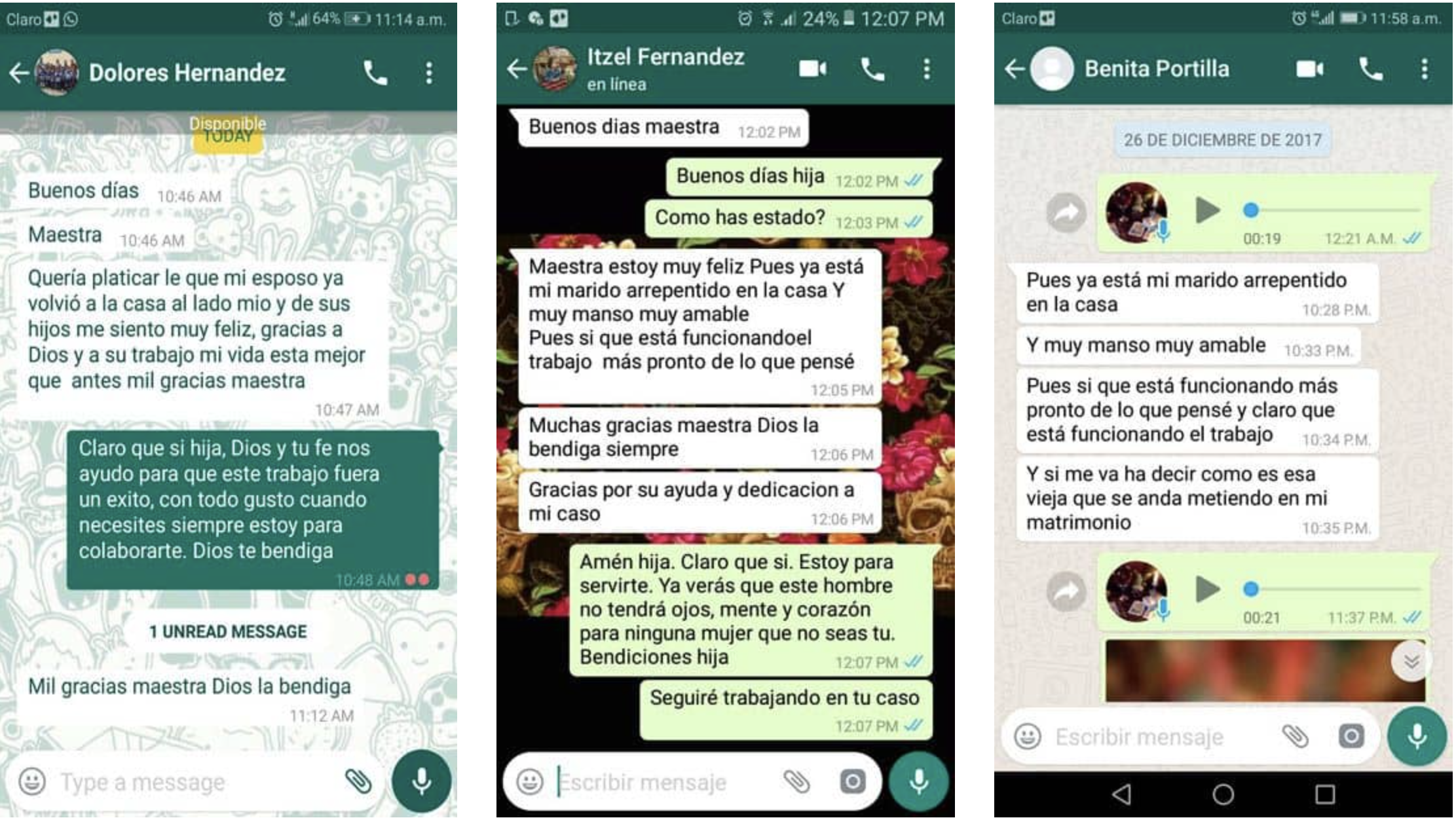 Testimonios de WhatsApp